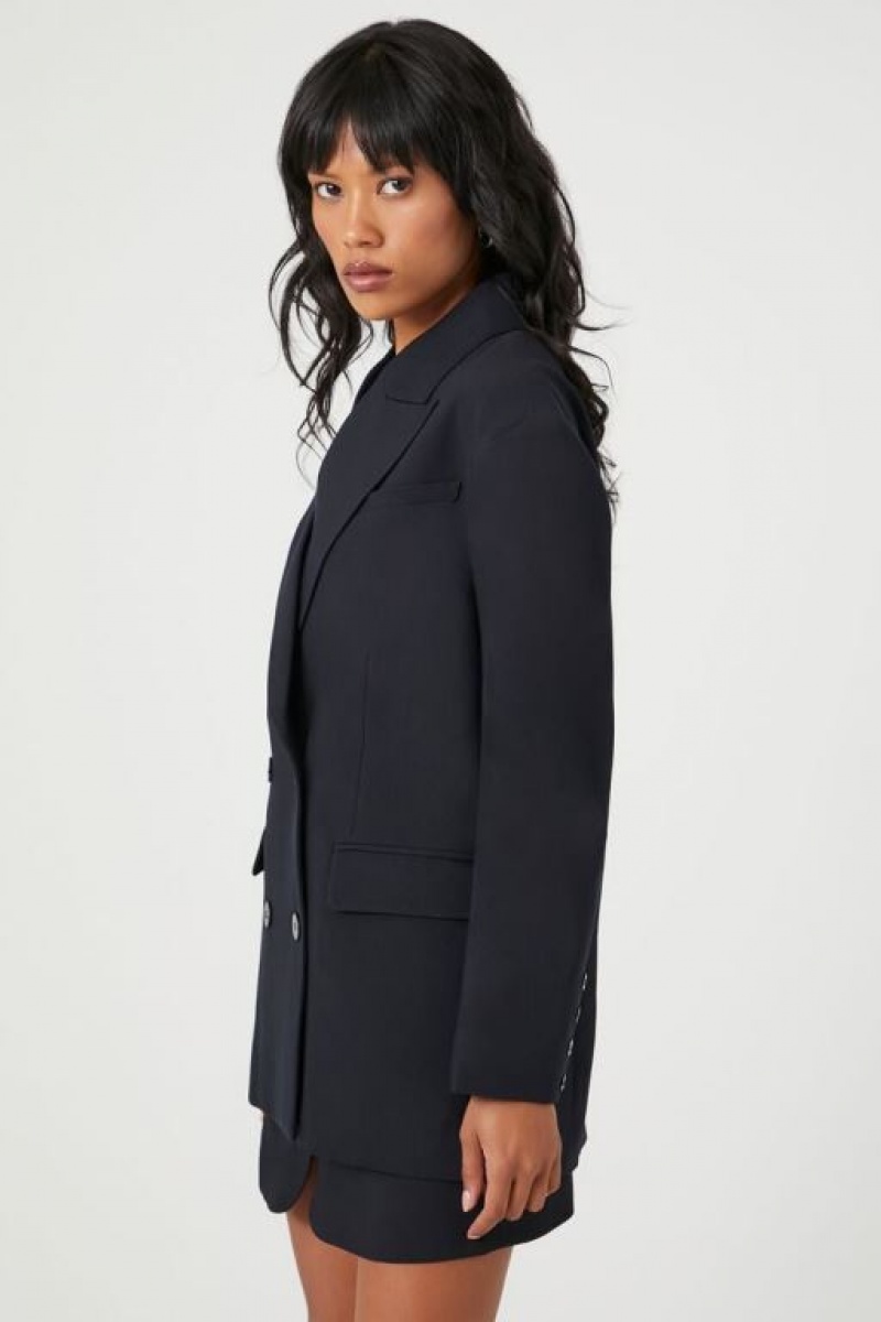 Blazer Forever 21 Plunging Double Breasted Mujer Negras | p7sRLbZscKJ