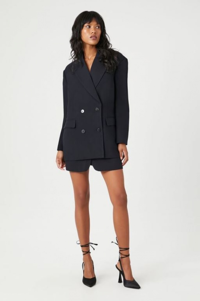 Blazer Forever 21 Plunging Double Breasted Mujer Negras | p7sRLbZscKJ