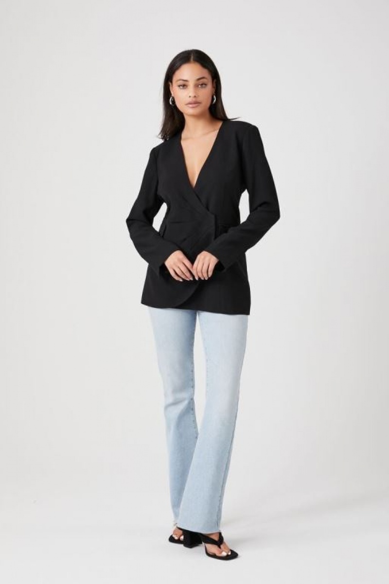 Blazer Forever 21 Plunging Wrap Mujer Negras | UPee50b7b9l