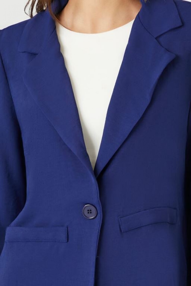 Blazer Forever 21 Single Breasted Mujer Azul Marino | IulJv90cyy7