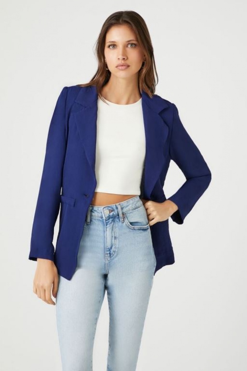 Blazer Forever 21 Single Breasted Mujer Azul Marino | IulJv90cyy7