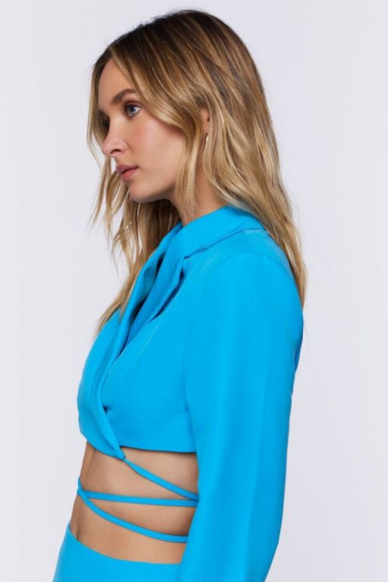 Blazer Forever 21 Strappy Cropped Wrap Mujer Marina | xrJSH1Xvv7A