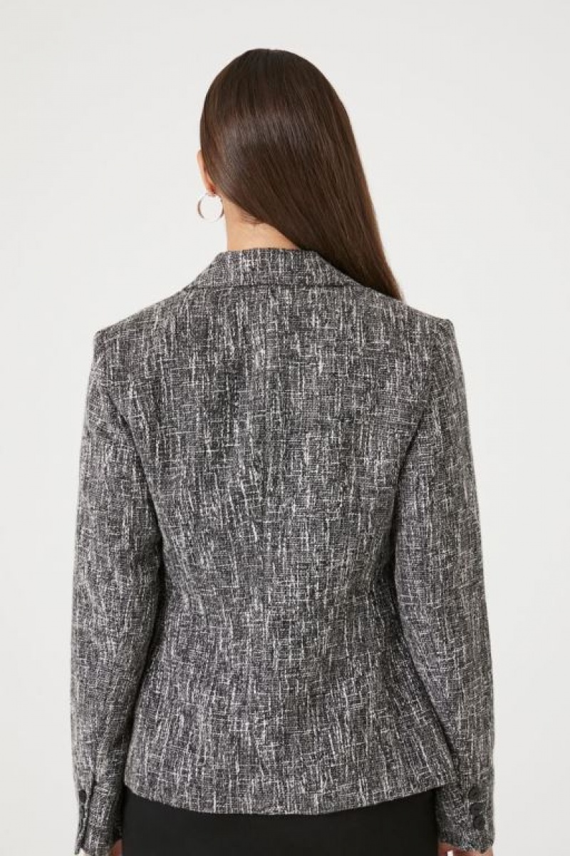 Blazer Forever 21 Tweed Boucle Notched Mujer Negras Multicolor | ITQUIcfgwlk