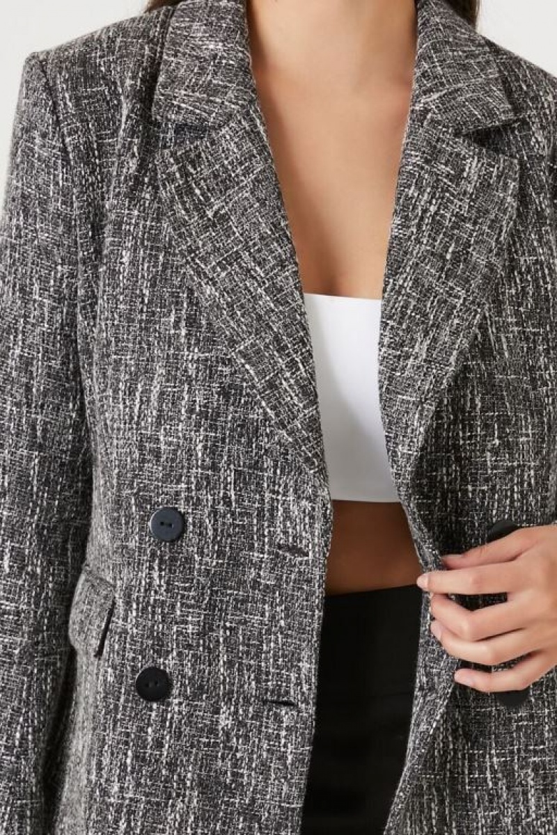 Blazer Forever 21 Tweed Boucle Notched Mujer Negras Multicolor | ITQUIcfgwlk