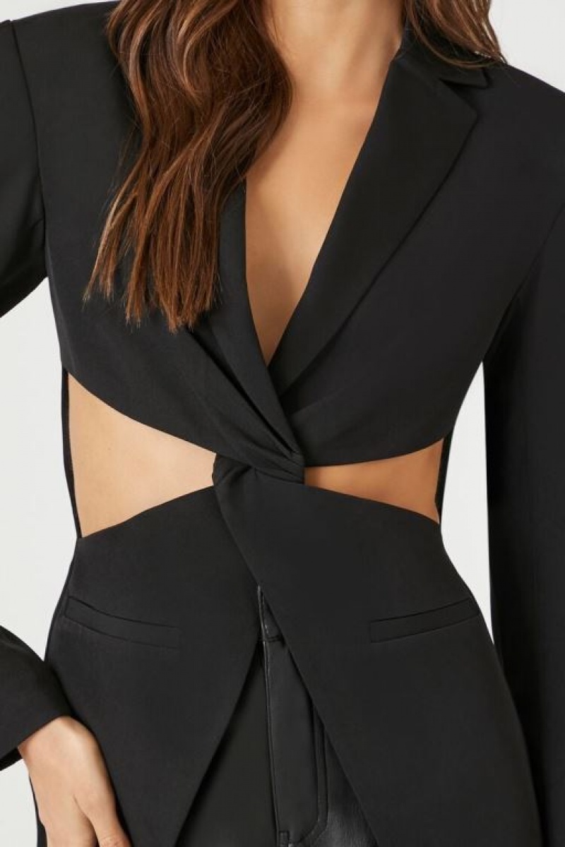 Blazer Forever 21 Twist Front Cutout Mujer Negras | m0vJBrMcl9r