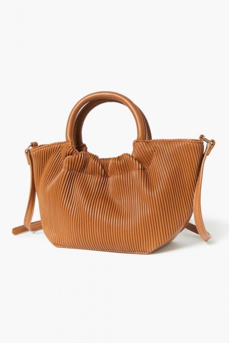 Bolsas Forever 21 Acanalado Faux Cuero Handbag Mujer Marrones | J2ezF5ttQKw