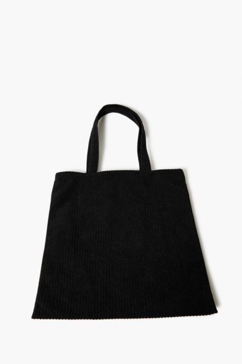 Bolsas Forever 21 Acanalado Patch Pocket Tote Mujer Negras | eODsAYsTny1