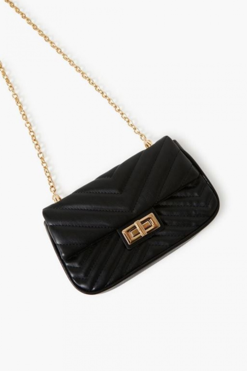 Bolsas Forever 21 Acolchado Chain Strap Shoulder Mujer Negras | AIgbV7A9CbK