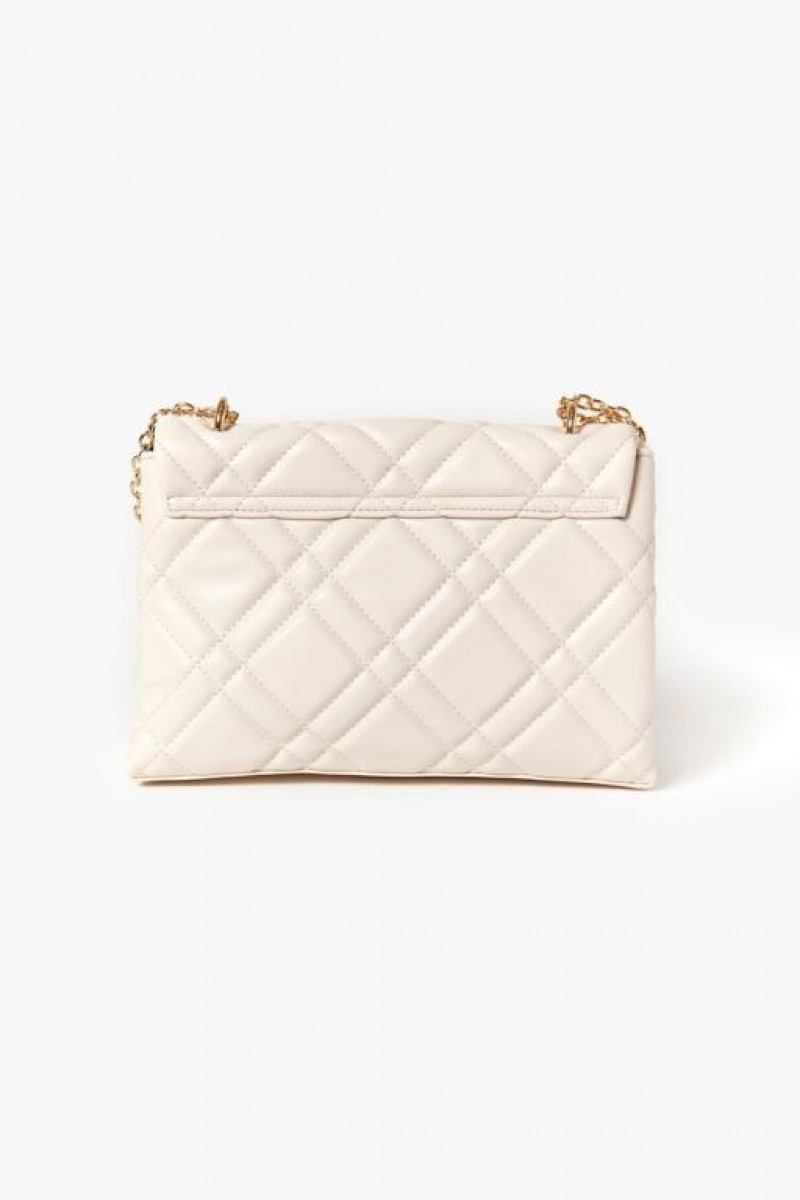 Bolsas Forever 21 Acolchado Faux Cuero Crossbody Mujer Creme | USicpnstmjG