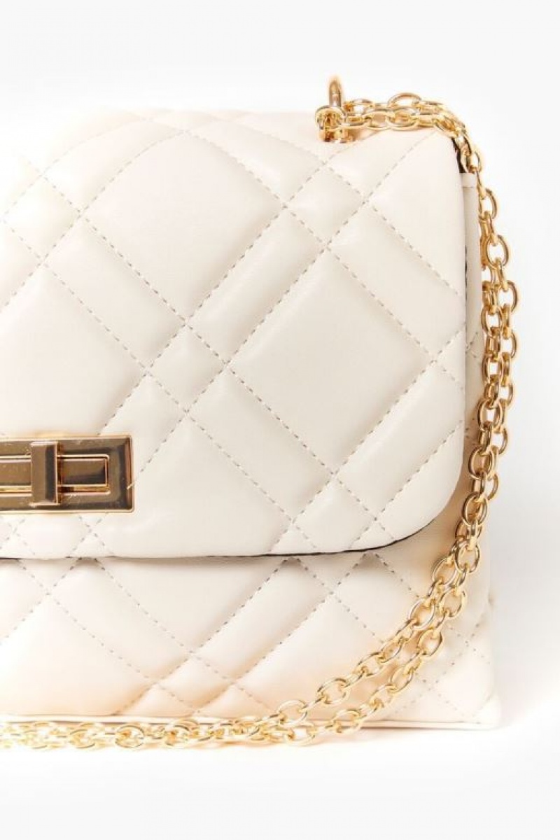 Bolsas Forever 21 Acolchado Faux Cuero Crossbody Mujer Creme | USicpnstmjG