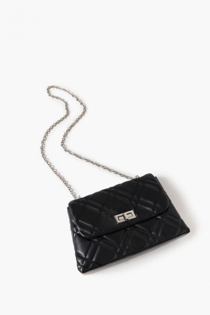 Bolsas Forever 21 Acolchado Faux Cuero Crossbody Mujer Negras | p0PaKw2WkxX