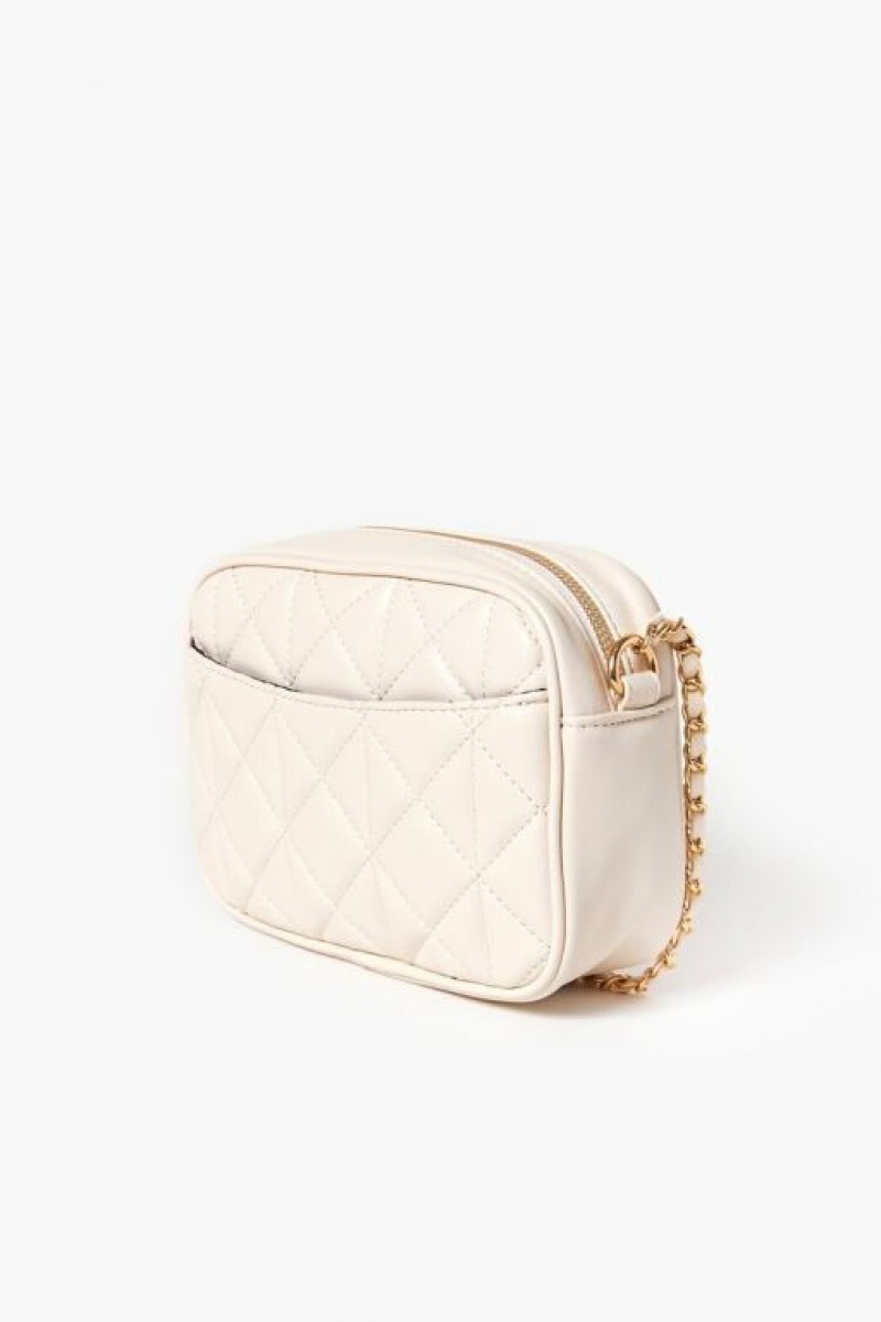 Bolsas Forever 21 Acolchado Faux Cuero Crossbody Mujer Creme | JlLzgFGKUv0