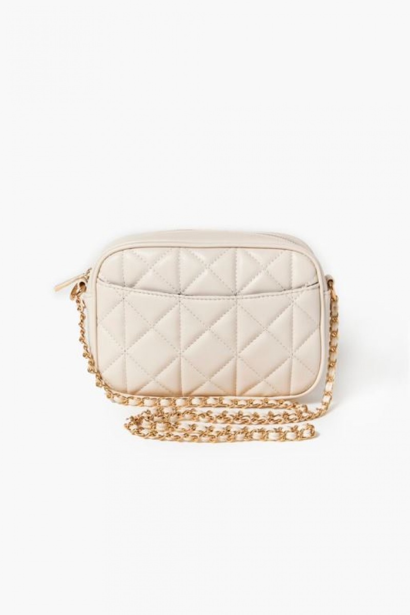 Bolsas Forever 21 Acolchado Faux Cuero Crossbody Mujer Creme | JlLzgFGKUv0