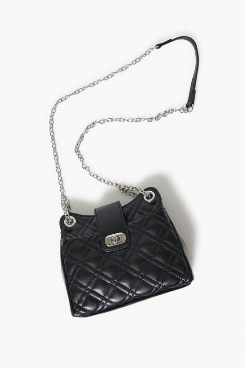 Bolsas Forever 21 Acolchado Faux Cuero Crossbody Mujer Negras | xxMTEtebYxk