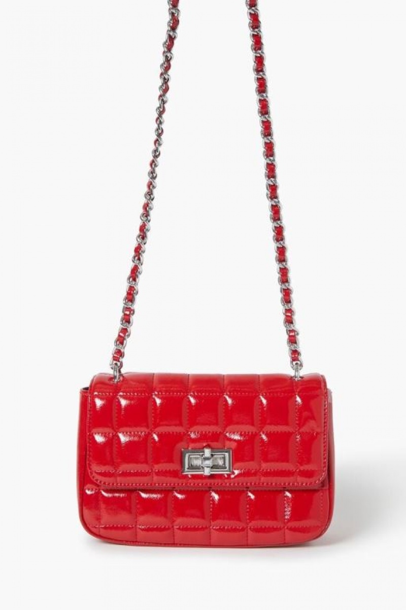 Bolsas Forever 21 Acolchado Faux Cuero Crossbody Mujer Rojas | vxqwb9HirHA