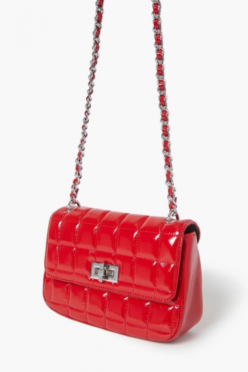 Bolsas Forever 21 Acolchado Faux Cuero Crossbody Mujer Rojas | vxqwb9HirHA