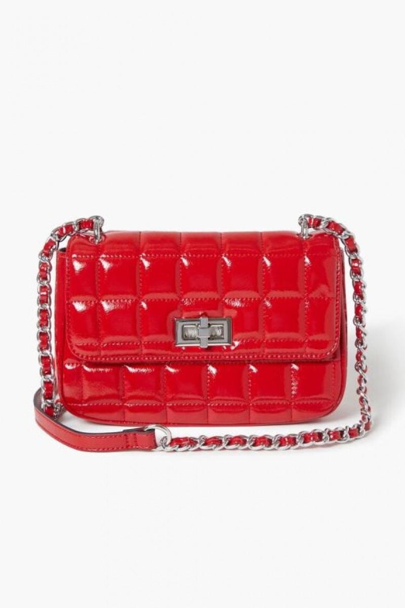 Bolsas Forever 21 Acolchado Faux Cuero Crossbody Mujer Rojas | vxqwb9HirHA