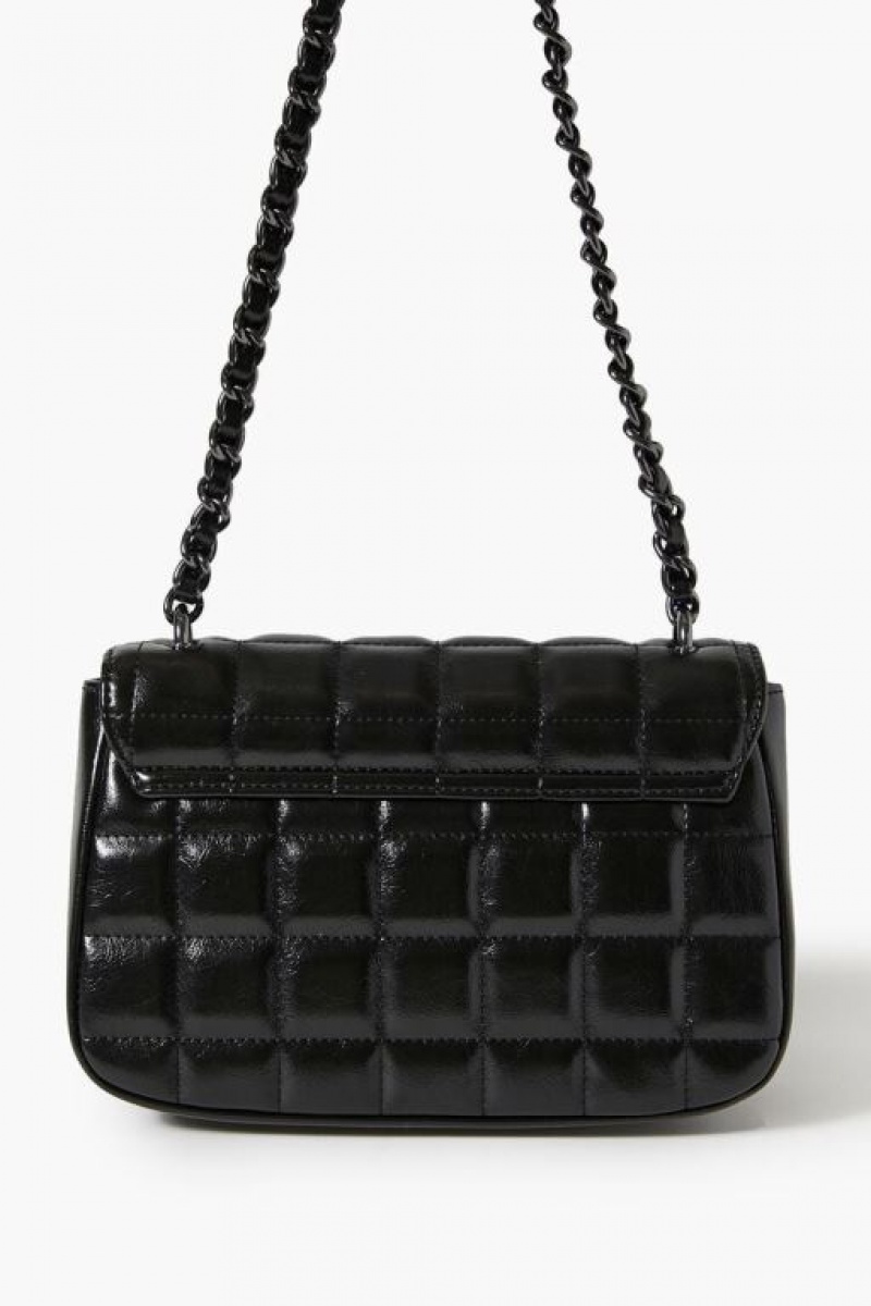 Bolsas Forever 21 Acolchado Faux Cuero Crossbody Mujer Negras | LYIzEprPd2P