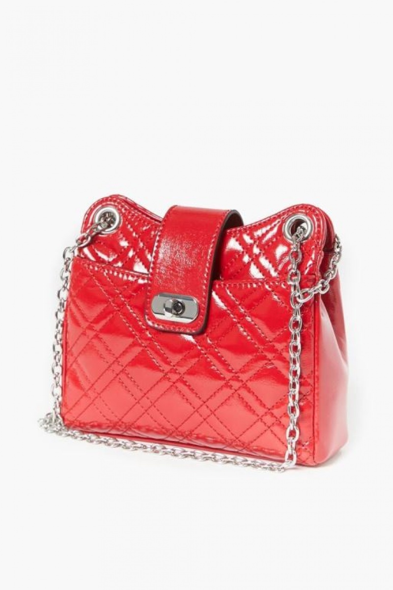 Bolsas Forever 21 Acolchado Faux Patent Cuero Handbag Mujer Rojas | LsiOV317LLC