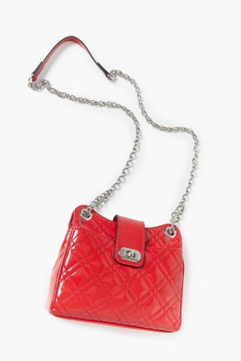 Bolsas Forever 21 Acolchado Faux Patent Cuero Handbag Mujer Rojas | LsiOV317LLC