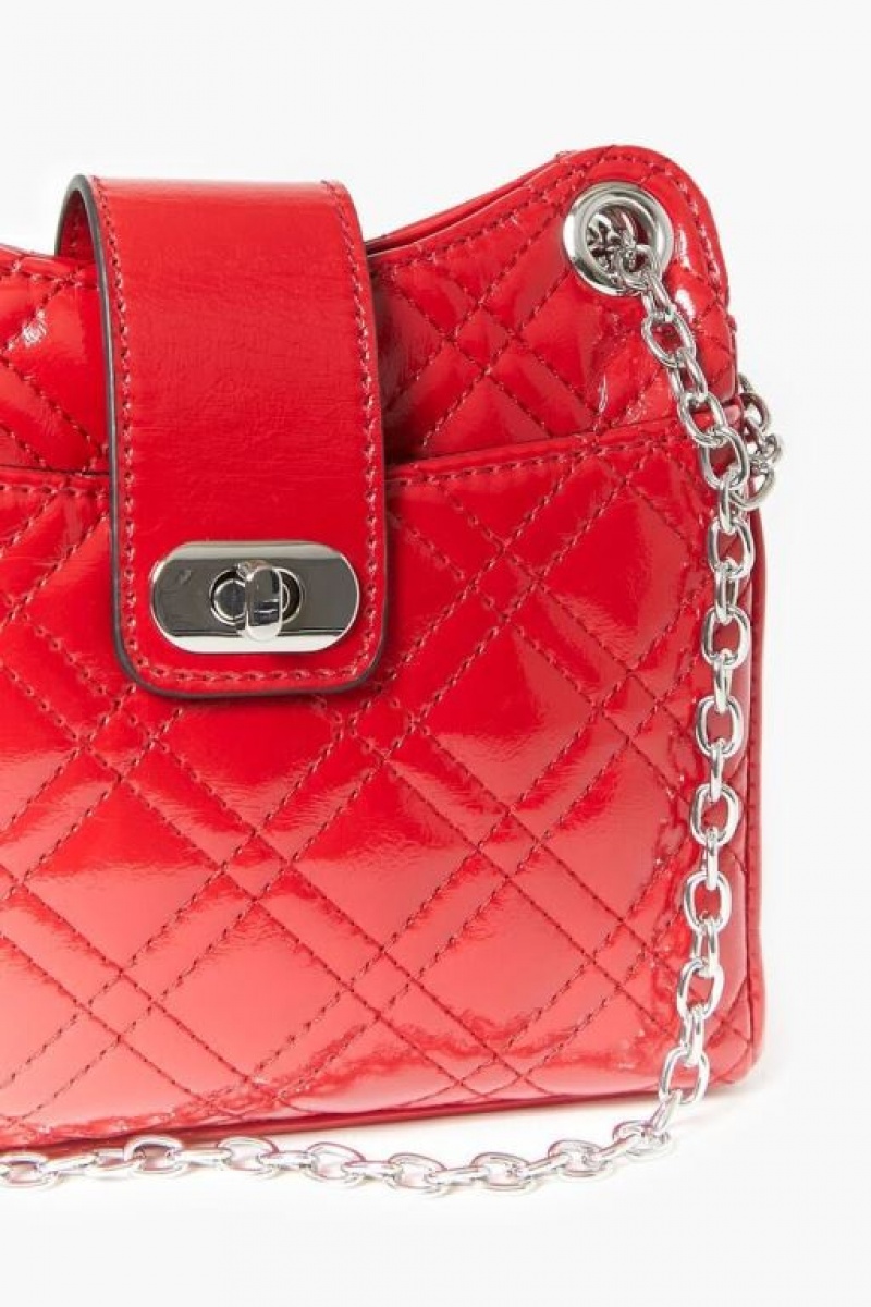 Bolsas Forever 21 Acolchado Faux Patent Cuero Handbag Mujer Rojas | LsiOV317LLC