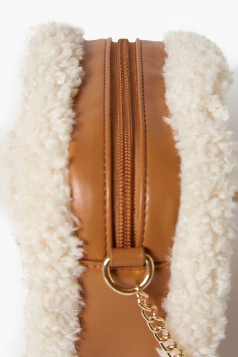 Bolsas Forever 21 Acolchado Faux Shearling Crossbody Mujer Marrones | h1G99HYAecd