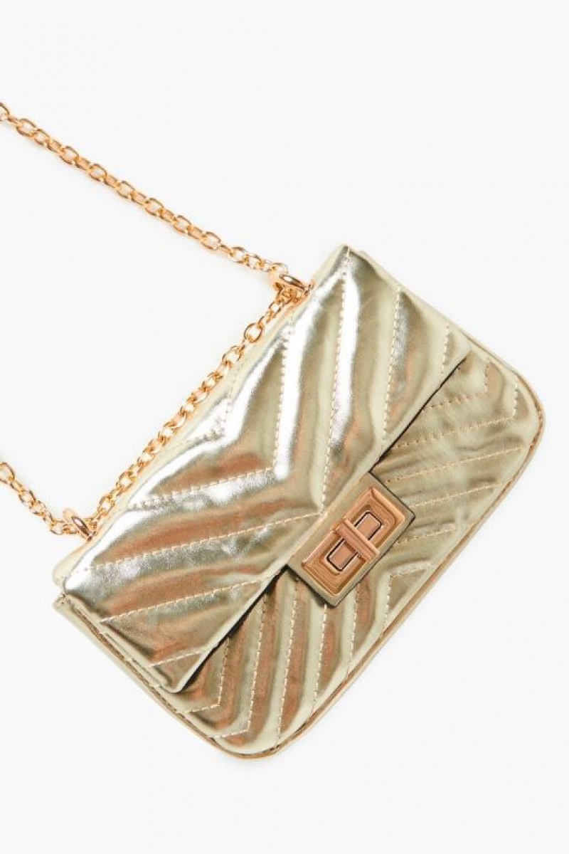 Bolsas Forever 21 Acolchado Metallic Shoulder Mujer Doradas | jmojTxqMp0M