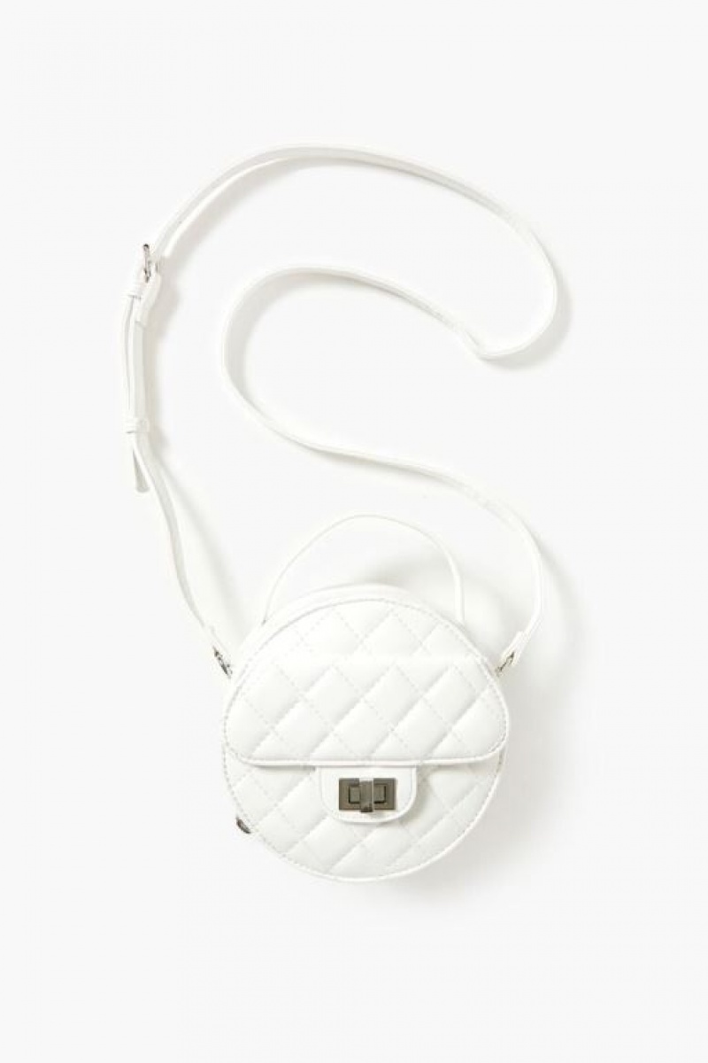 Bolsas Forever 21 Acolchado Round Crossbody Mujer Blancas | 0dfYe9XfnGo