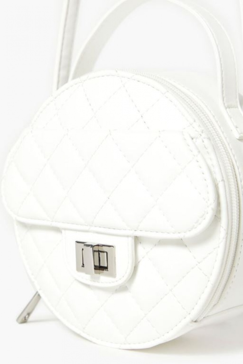 Bolsas Forever 21 Acolchado Round Crossbody Mujer Blancas | 0dfYe9XfnGo