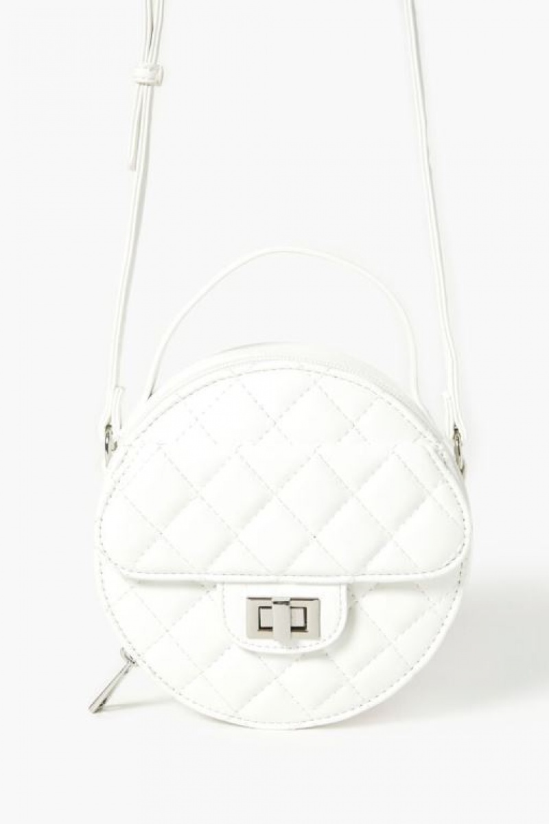 Bolsas Forever 21 Acolchado Round Crossbody Mujer Blancas | 0dfYe9XfnGo