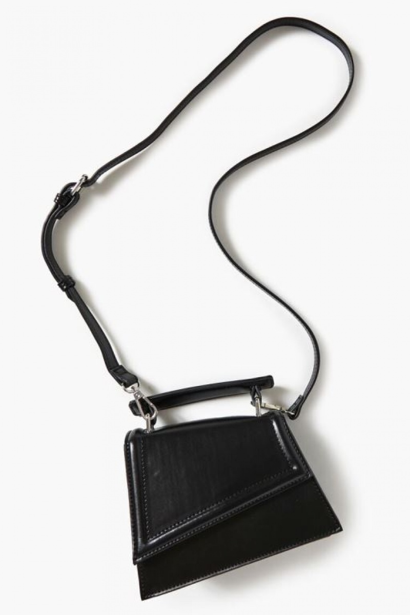 Bolsas Forever 21 Asymmetrical Faux Cuero Crossbody Mujer Negras | pSBW2Z2OjxW