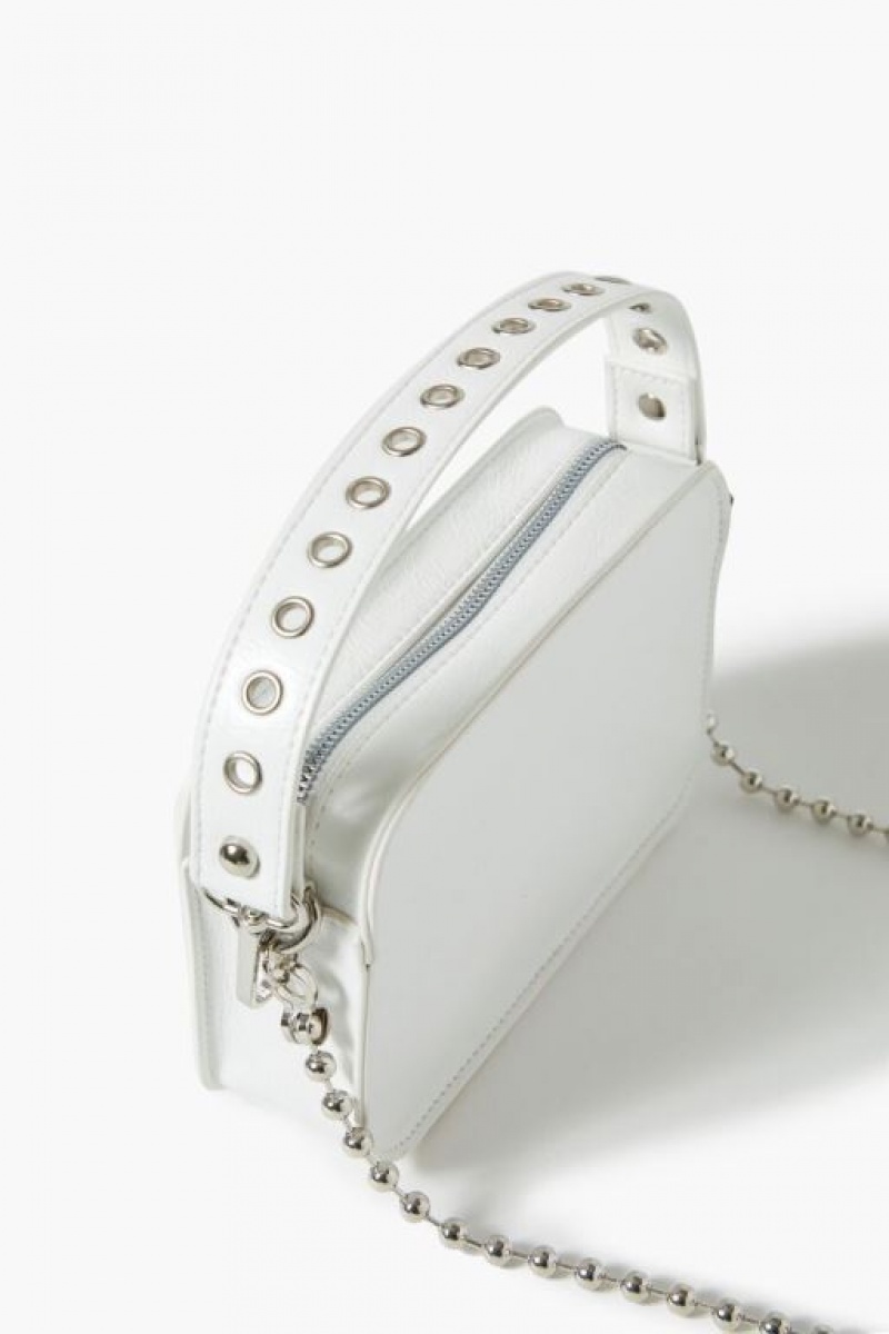 Bolsas Forever 21 Ball Chain Crossbody Mujer Blancas | CWGPs1Mlnqm