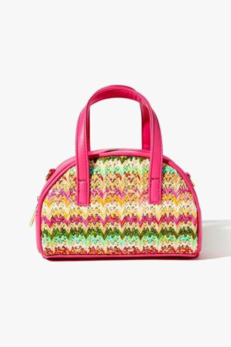 Bolsas Forever 21 Basketwoven Crossbody Mujer Rosas Multicolor | gErC5q5sKVX