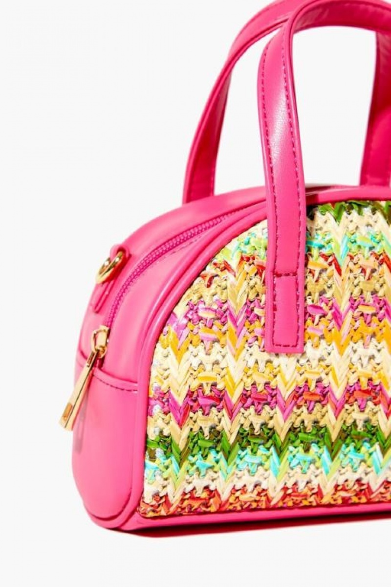 Bolsas Forever 21 Basketwoven Crossbody Mujer Rosas Multicolor | gErC5q5sKVX