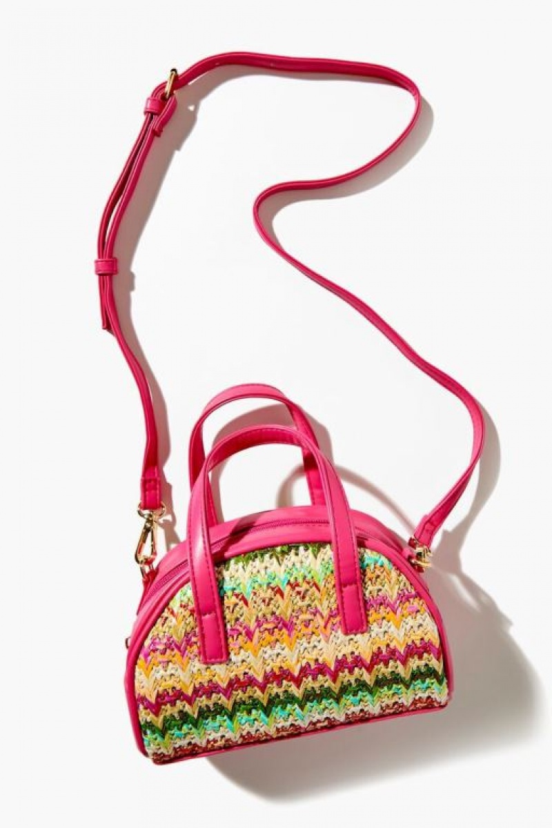 Bolsas Forever 21 Basketwoven Crossbody Mujer Rosas Multicolor | gErC5q5sKVX