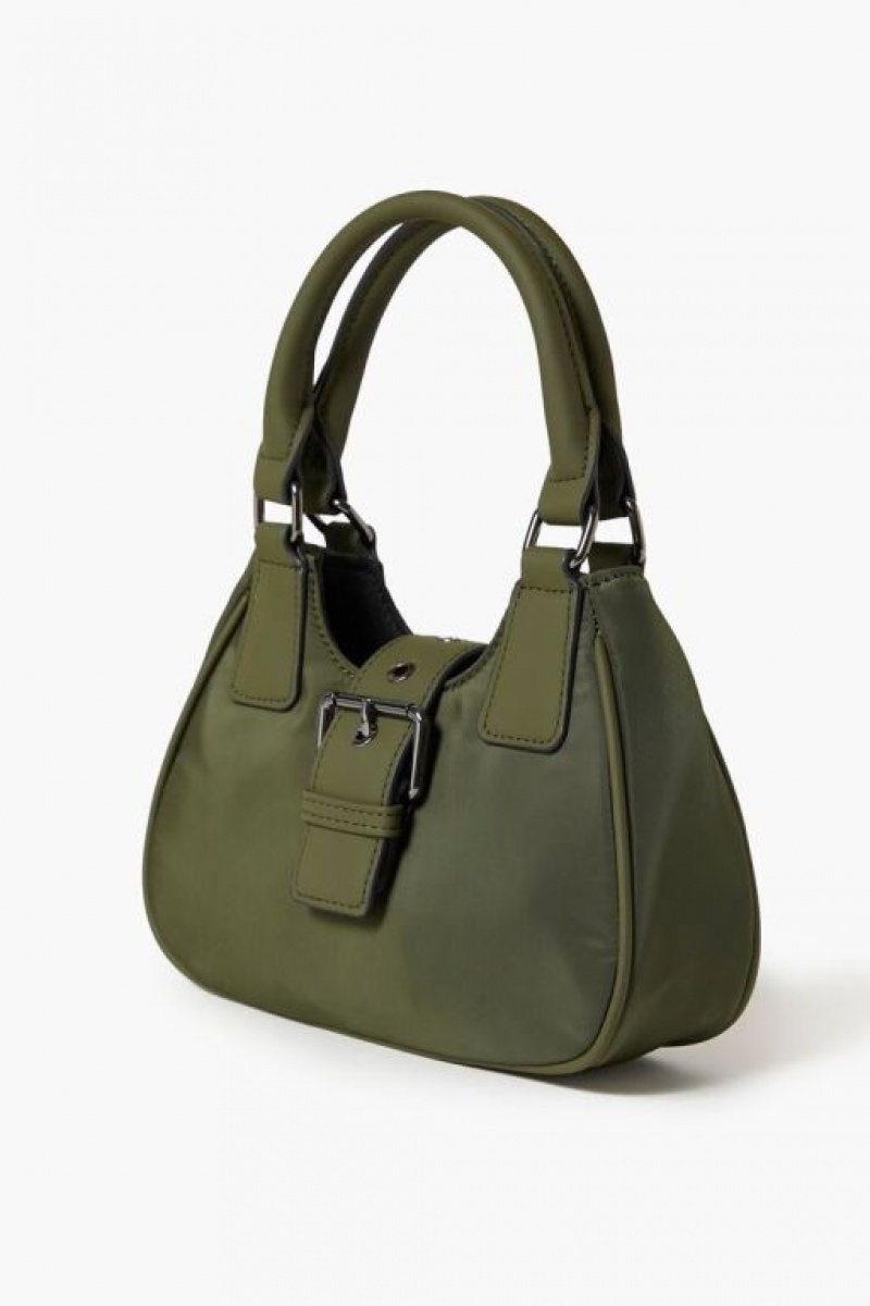 Bolsas Forever 21 Buckled Crescent Crossbody Mujer Verde | Rujxr3n12aL