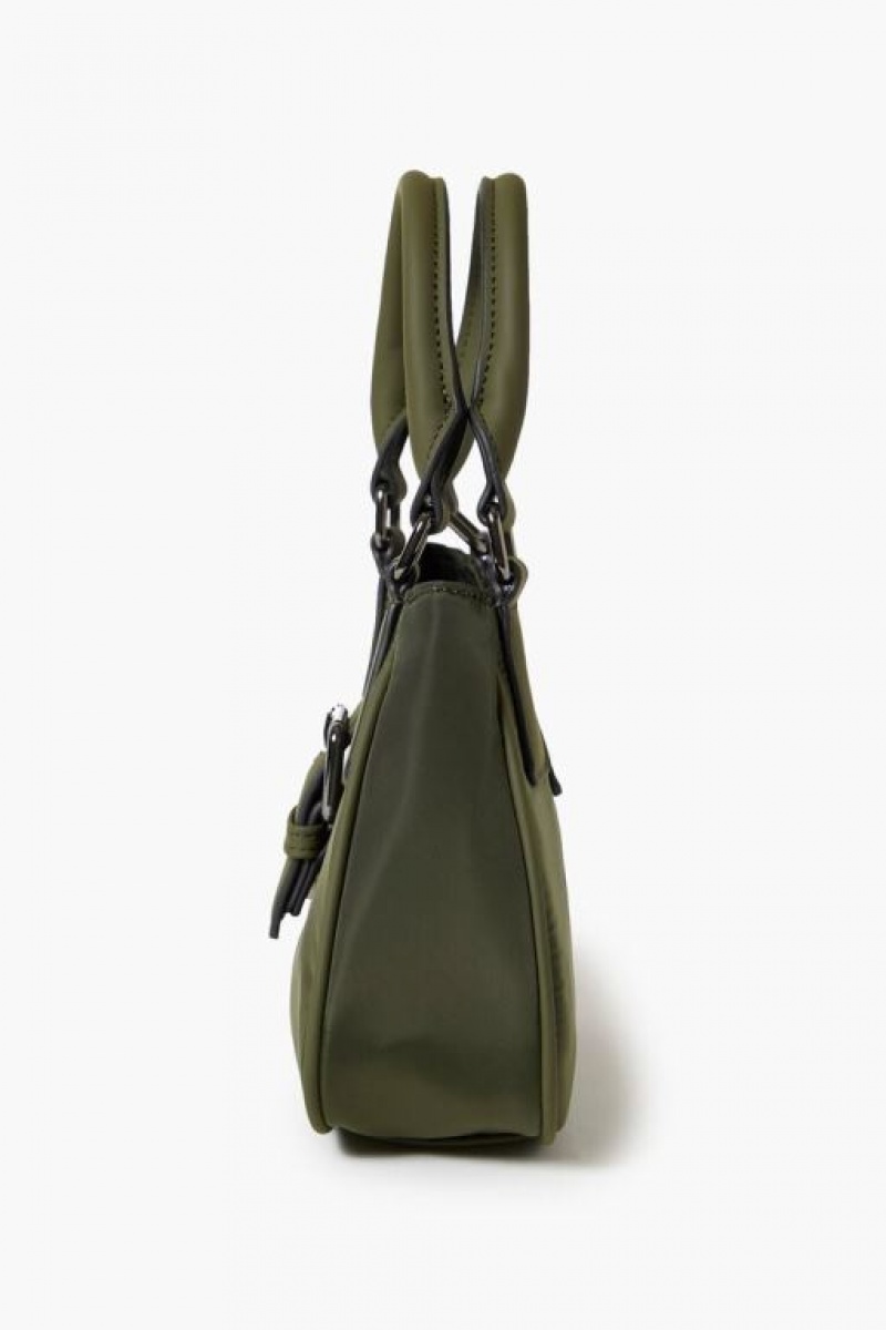 Bolsas Forever 21 Buckled Crescent Crossbody Mujer Verde | Rujxr3n12aL