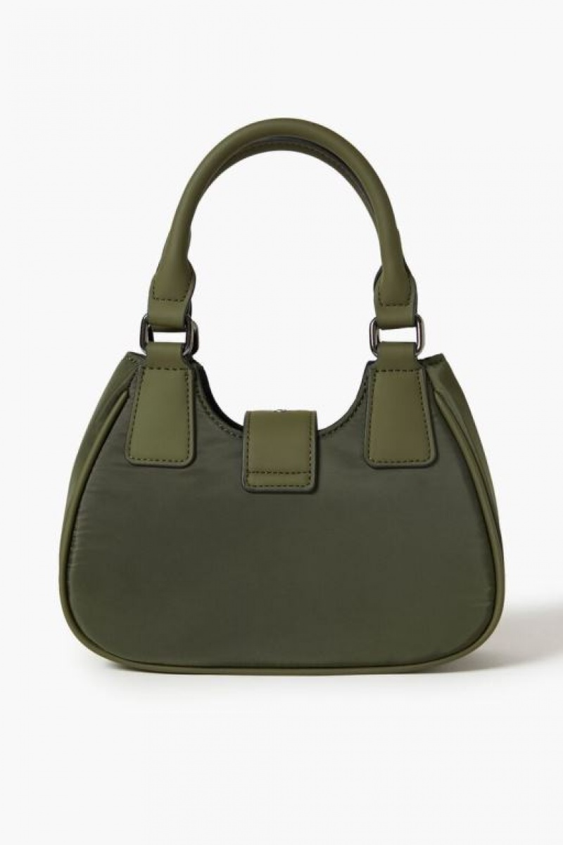 Bolsas Forever 21 Buckled Crescent Crossbody Mujer Verde | Rujxr3n12aL