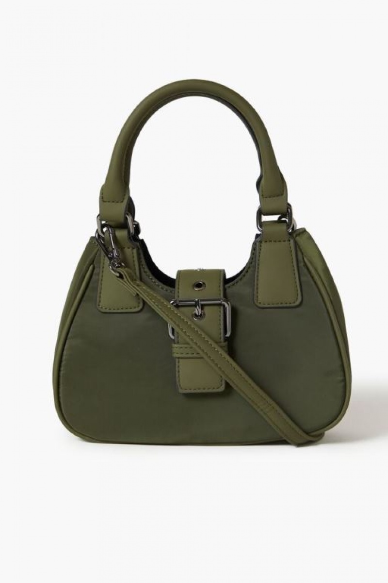 Bolsas Forever 21 Buckled Crescent Crossbody Mujer Verde | Rujxr3n12aL