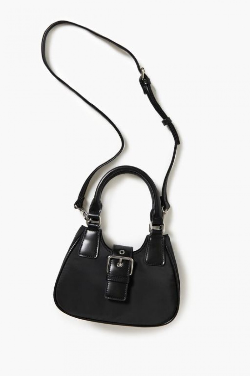 Bolsas Forever 21 Buckled Crescent Crossbody Mujer Negras | 11sLjerTJpr