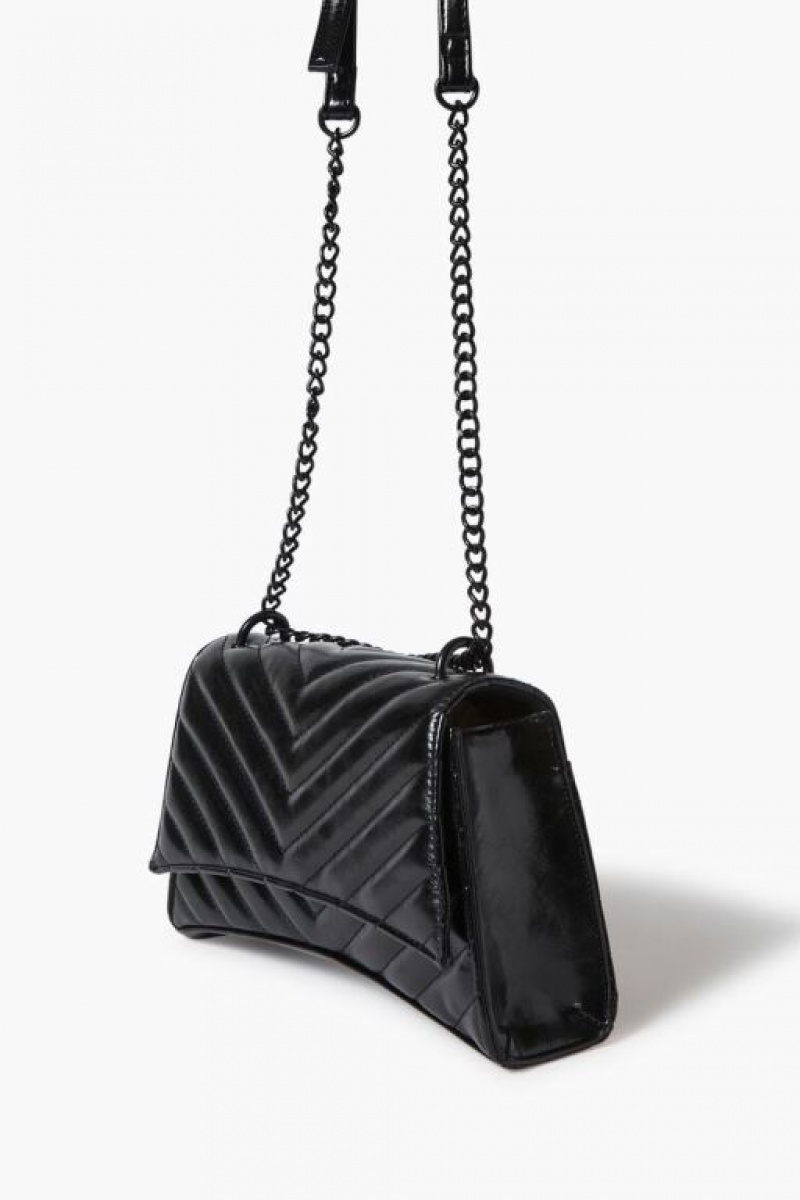 Bolsas Forever 21 Chevron Acolchado Crossbody Mujer Negras | 3WZ0lD77PY8