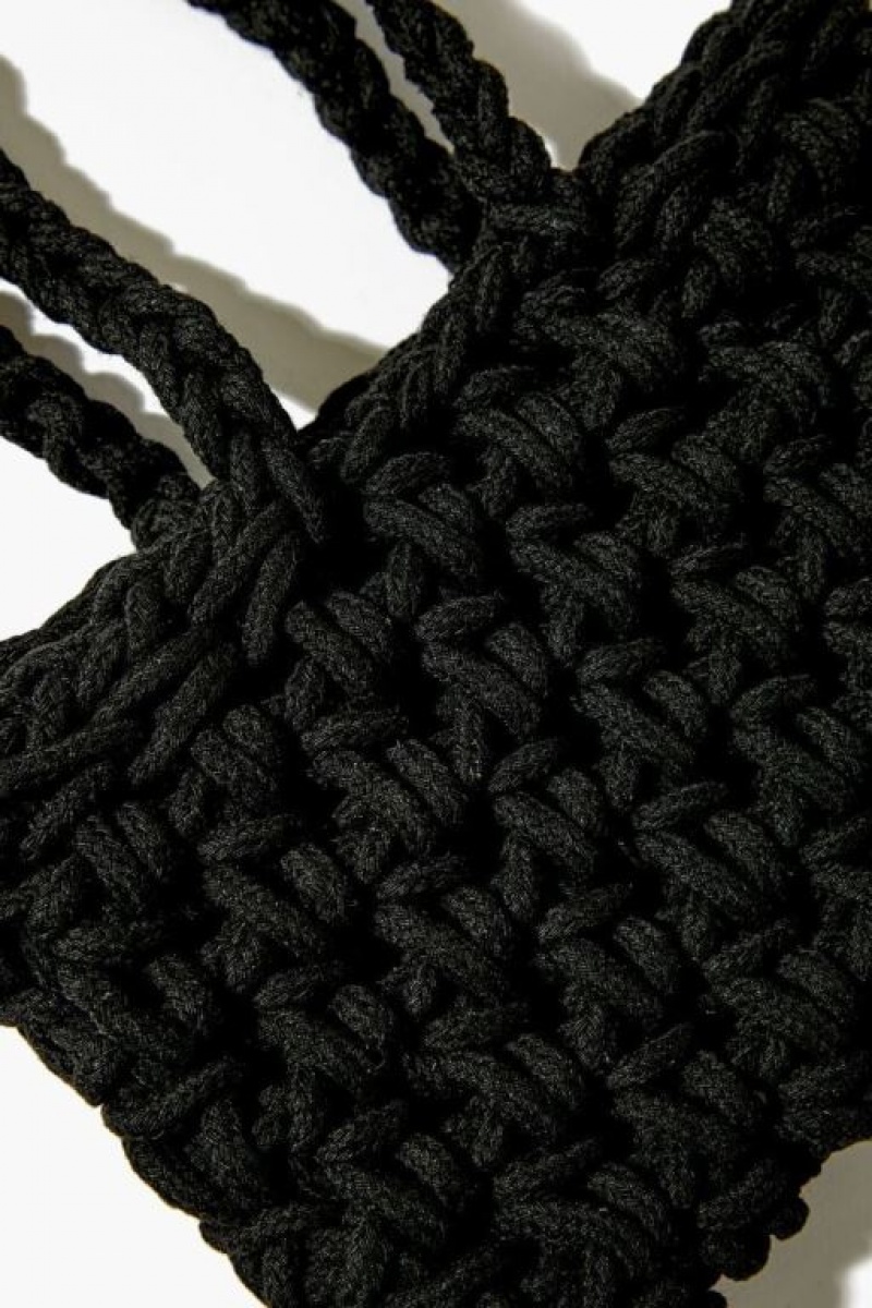 Bolsas Forever 21 Crochet Shoulder Mujer Negras | z53rCiMeGjn