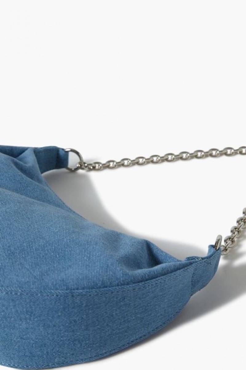 Bolsas Forever 21 Denim Crescent Chain Shoulder Mujer Azules | AF8Pi3GYl3L