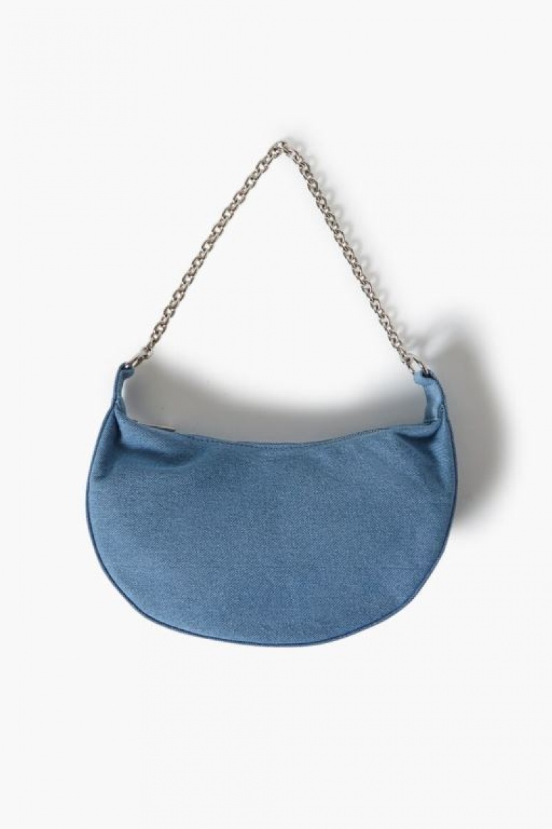 Bolsas Forever 21 Denim Crescent Chain Shoulder Mujer Azules | AF8Pi3GYl3L