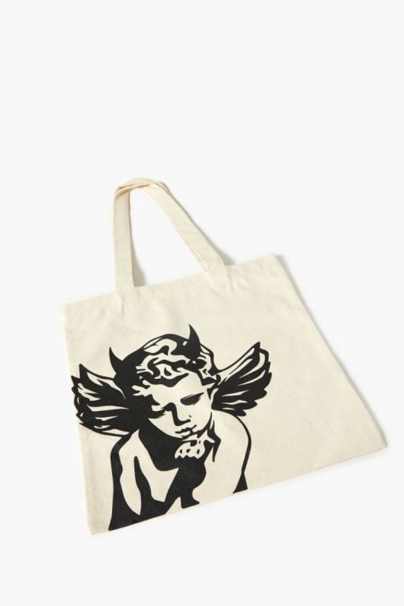 Bolsas Forever 21 Devilish Angel Tote Mujer Creme Negras | wgifEdj2pQQ