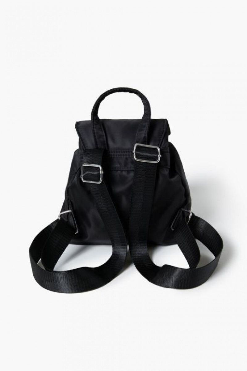 Bolsas Forever 21 Drawstring Nylon Backpack Mujer Negras | B7Z8swWnuDm