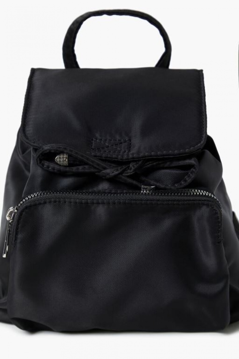 Bolsas Forever 21 Drawstring Nylon Backpack Mujer Negras | B7Z8swWnuDm