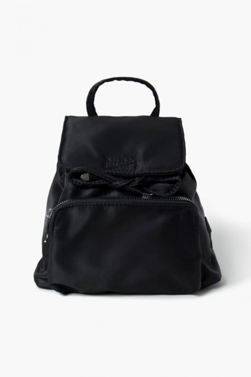 Bolsas Forever 21 Drawstring Nylon Backpack Mujer Negras | B7Z8swWnuDm