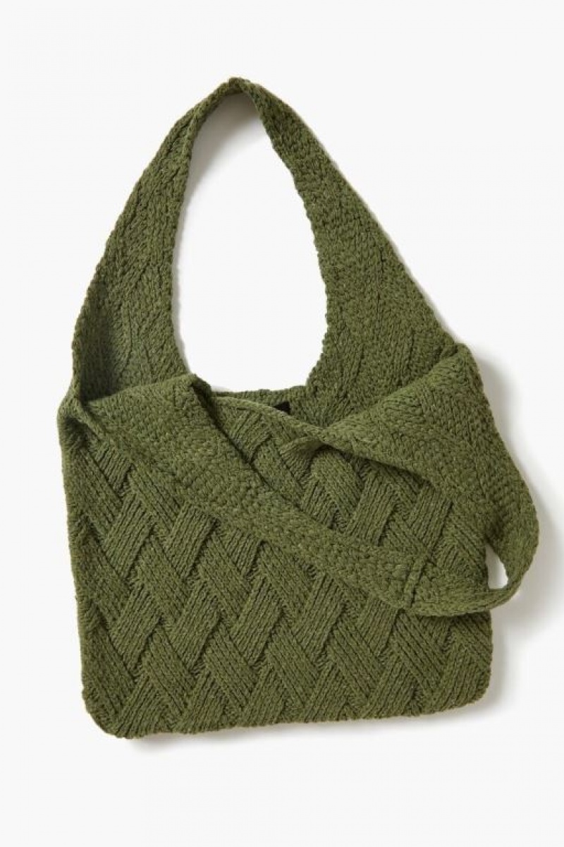 Bolsas Forever 21 Dual Handle Woven Tote Mujer Verde | xMSH8mRHBGA