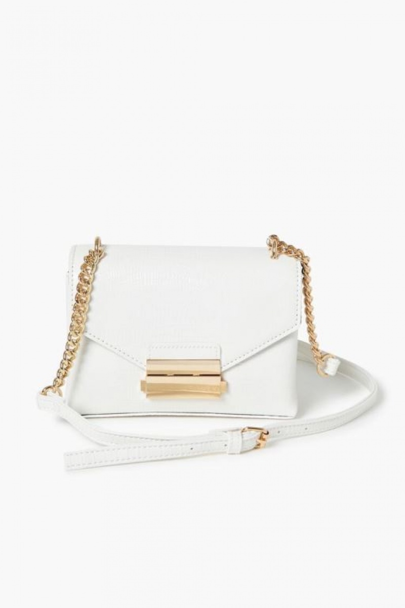 Bolsas Forever 21 Faux Croc Crossbody Mujer Blancas | gqtCzdmW3id